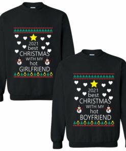2021 Best Christmas With My Hot Boyfriend, Girlfriend Sweatshirt Boyfriend Black S