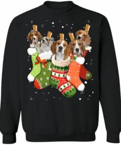 Beagle Stocking Christmas Sweatshirt Dog Lover Sweatshirt Black S