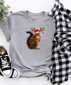 Christmas Squirrel Lights Shirt, Funny Christmas Shirt Unisex T-Shirt Sport Grey S