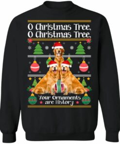 Christmas Tree Golden Retriever Dog Christmas Sweatshirt Sweatshirt Black S