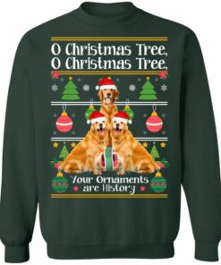 Christmas Tree Golden Retriever Dog Christmas Sweatshirt Sweatshirt Forest Green S