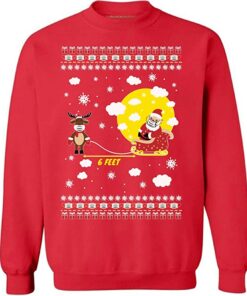 Funny Christmas Sweatshirt 6 Feet Away Santa Sweatshirt Red S