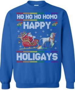 Ho Ho Ho Homo Happy Holigays Santa Unicorn LGBT Pride Sweatshirt Sweatshirt Royal Blue S