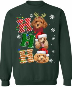 Hohoho Santa Dog Sweatshirt Christmas Poodle Dog Sweater Sweatshirt Forest Green S