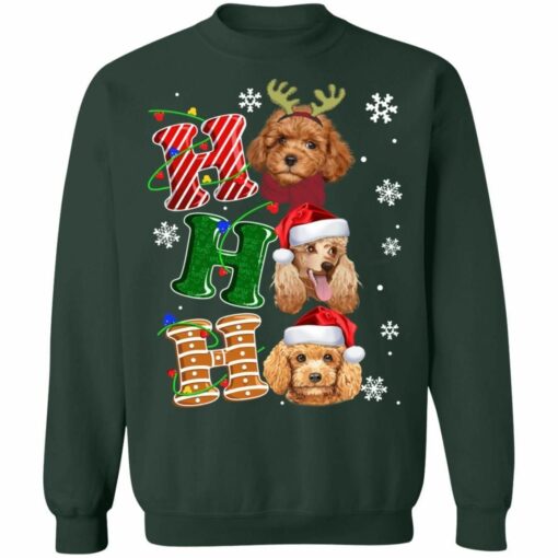 Hohoho Santa Dog Sweatshirt Christmas Poodle Dog Sweater Sweatshirt Forest Green S