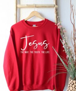 Jesus Christmas Sweatshirt The Way The Truth The Life Sweatshirt Red S