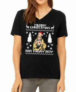 Merry Christmas Birthday Boy Ugly Merry Christmas Sweatshirt Ladies T-Shirt Black XS