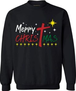 Merry Christmas Cross 2021 Sweatshirt Sweatshirt Black S