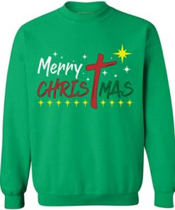 Merry Christmas Cross 2021 Sweatshirt Sweatshirt Green S