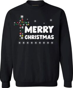 Merry Christmas Cross Sweatshirt Sweatshirt Black S