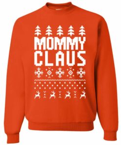 Mommy Claus Christmas Sweatshirt Sweatshirt Orange S