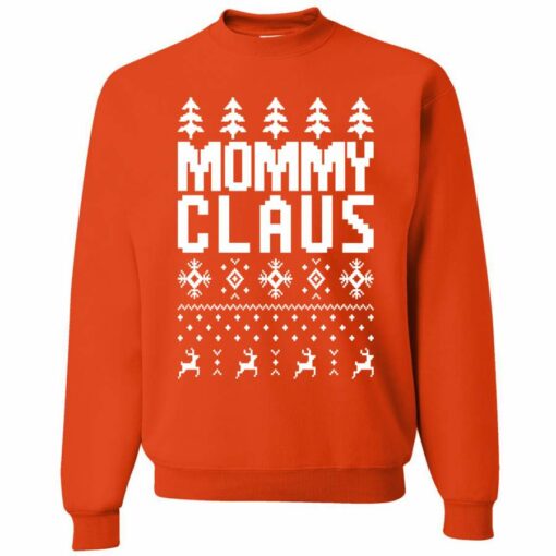 Mommy Claus Christmas Sweatshirt Sweatshirt Orange S