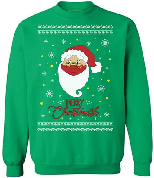 Santa Christmask Christmas Sweatshirt Sweatshirt Green S