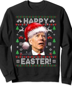 Santa Joe Biden Happy Easter Ugly Christmas Sweatshirt Sweatshirt Black S