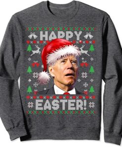 Santa Joe Biden Happy Easter Ugly Christmas Sweatshirt Sweatshirt Dark Heather S