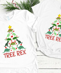 Tree Rex Christmas Tee, Christmas Tree Shirt Unisex T-Shirt White S