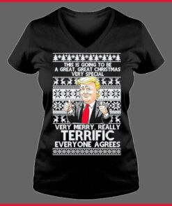 Trump Very Merry Really Terrific Christmas Christmas Sweatshirt Ladies T-Shirt black XS