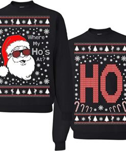 Where My Ho's at? Christmas Couples Sweatshirt Ho Black S